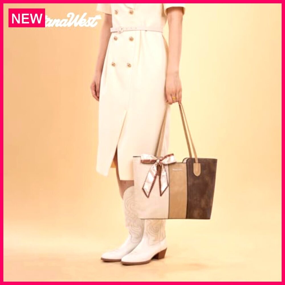 Medium Vegan Leather Tote Bag with Top Handle and Zipper Closure - Picture 3 of 8